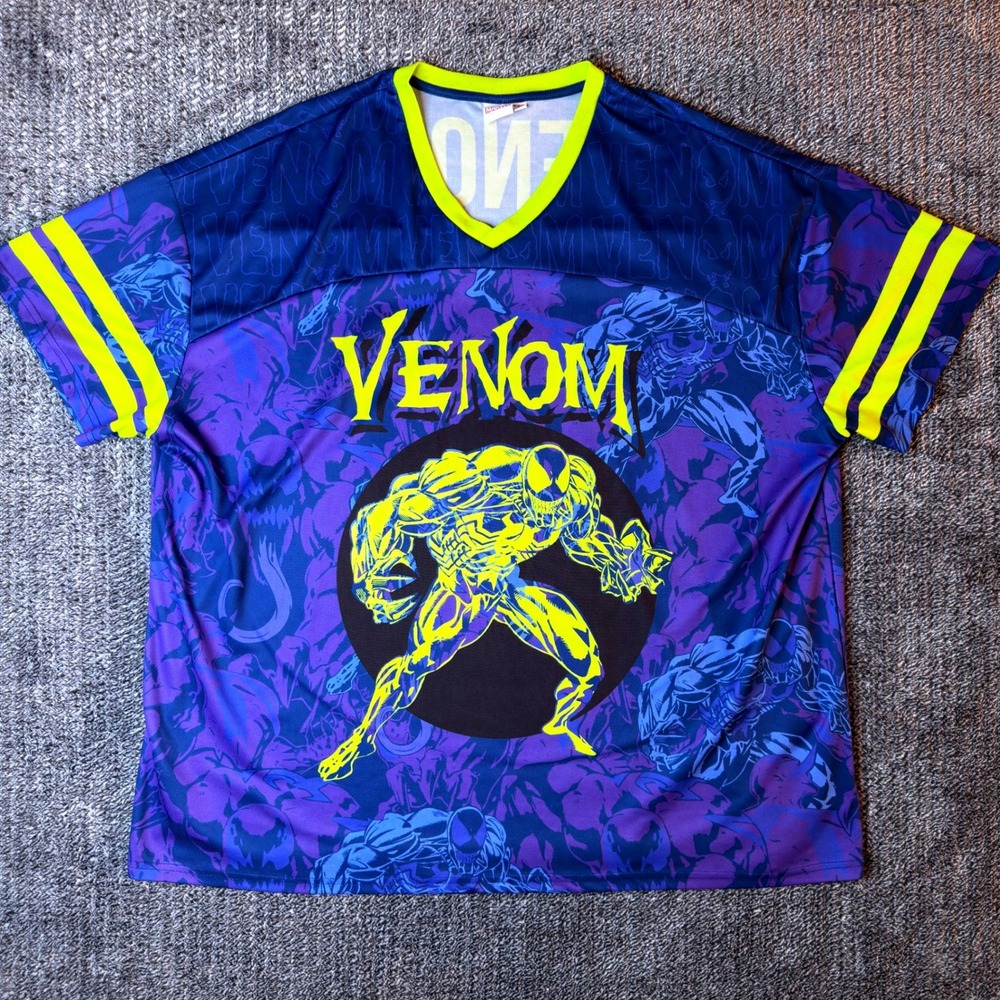 Marvel Venom Jersey Shirt Mens 3XL Purple Neon Yellow All Over Print 88 Comic